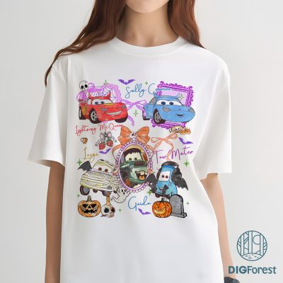 Coquette Bow Cars Halloween PNG - Lightning McQueen Mater Doc Hudson Sally Carrera Halloween PNG,
