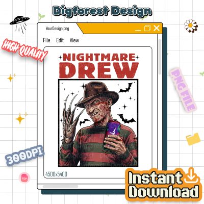 Freddy Krueger A Nightmare Elm Street PNG - Freddy Krueger Halloween Horror Characters, Drink Alani, Horror Fan Graphic