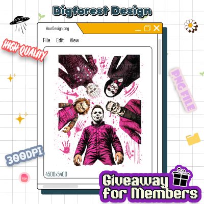 In October We Wear Pink PNG – Jason Pennywise Michael Myers Halloween, Breast Cancer Awareness, Spooky Season