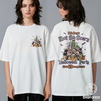 Vintage Mickey Not So Scary 2025 PNG - Halloween Family Costume, Group Outfit, Mickey & Friends Skeleton PNG