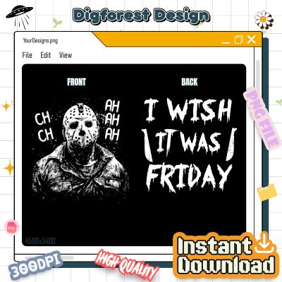 I Wish It Was Friday Halloween PNG - Horror Jason Friday The 13th, Halloween Killer, Horror Character, Spooky Season