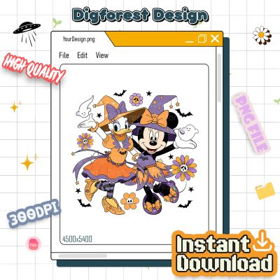 Disney Minnie & Daisy Halloween PNG - Disney Besties Girl Trip, Minnie Witch Pumpkins, Halloween 2025 PNG