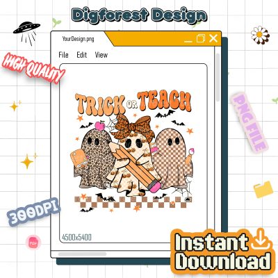 Spooky Teacher Halloween PNG - Teacher Shirt Design, Pink Leopard Ghost Teacher, Trick Or Teach, Teacher Pencil Bow