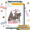 Retro Cowboy Santa Claus PNG - Western Christmas Graphic, North Pole Rodeo PNG, Preppy Holiday Sublimation Design
