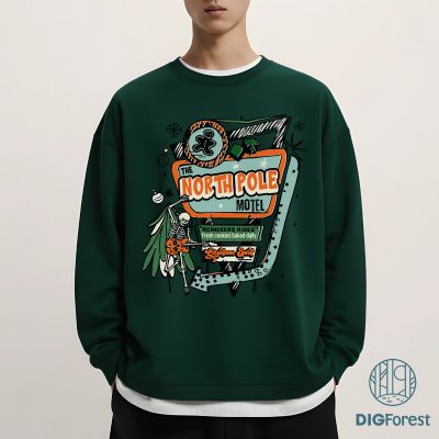North Pole Motel Christmas PNG- Funny Retro Holiday Pullover, Quirky Xmas Gift, Matching Family PNG