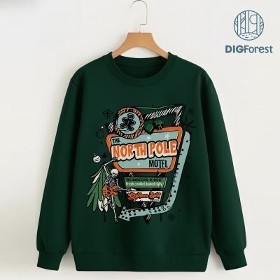 North Pole Motel Christmas PNG- Funny Retro Holiday Pullover, Quirky Xmas Gift, Matching Family PNG