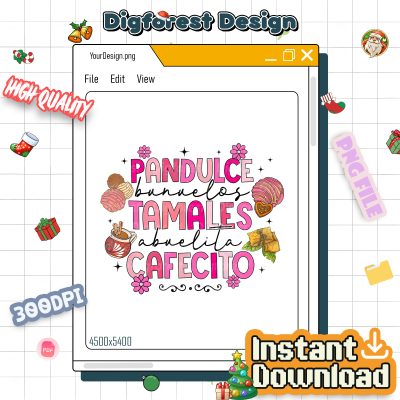 Mexican Christmas PNG - Pan Dulce Christmas PNG, Funny Spanish Christmas, Mexican Chocolate, Pink Holiday PNG