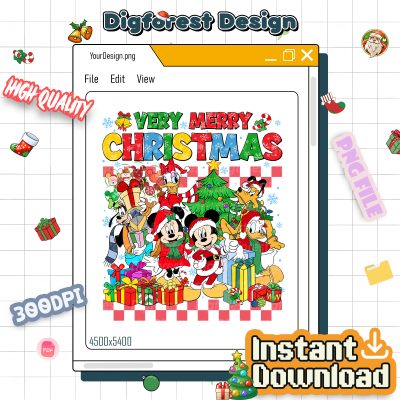 Retro Mickey’s Very Merry Christmas Party 2025 PNG - Mickey And Friends Christmas PNG, Disneyland WDW Family Xmas