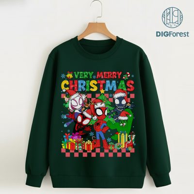 Very Merry Spidey Christmas PNG, Spider-Man and Friends PNG, MCU Christmas PNG, Disneyland Holiday Matching PNG