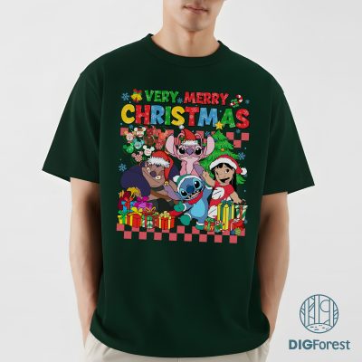 Very Merry Lilo and Stitch Christmas PNG - Stitch and Angel PNG, Disney Couple Holiday PNG, Cute Santa Stitch 2025