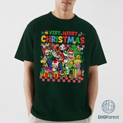 Very Merry Mario Christmas PNG - Universal Family Matching PNG, Mario Epic Universe Christmas, Orlando Park Holiday