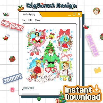 Watercolor A Christmas Movie PNG, Coquette Bow Preppy Christmas PNG, Xmas Party Family Matching PNG