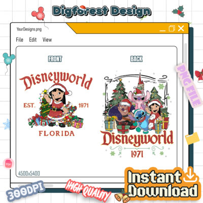 Lilo DisneyWorld Est 1971 Christmas PNG, Lilo & Stitch Christmas PNG, Magic Kingdom Holiday Christmas 2025