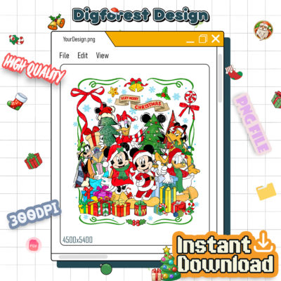 Disney Mickey and Friends Christmas Light PNG - Pooh and Friends Christmas PNG, Digital Holiday PNG, Christmas 2025