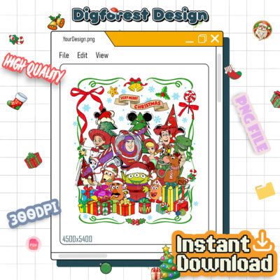 Disney Toy Story Christmas Lights PNG - Buzz Woody Jessie Slinky Xmas PNG, Mickey and Friends Christmas Group PNG