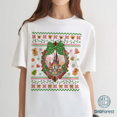 Coquette Bows Disneyland Castle Christmas PNG - Magic Kingdom Christmas PNG, Disney Christmas 2025 PNG