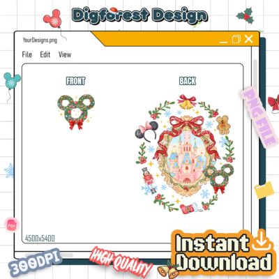 Vintage Disney Castle Christmas PNG - Coquette Bow Holiday, Disney Merry Xmas PNG, Disneyland Family Christmas Trip