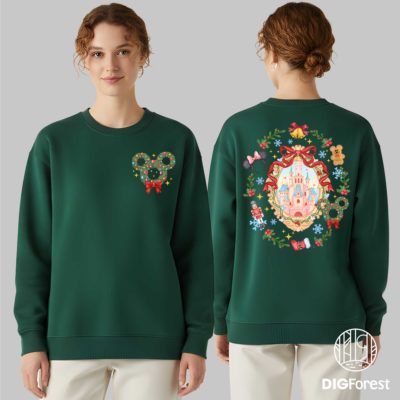 Vintage Disney Castle Christmas PNG - Coquette Bow Holiday, Disney Merry Xmas PNG, Disneyland Family Christmas Trip