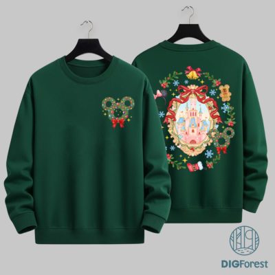 Vintage Disney Castle Christmas PNG - Coquette Bow Holiday, Disney Merry Xmas PNG, Disneyland Family Christmas Trip