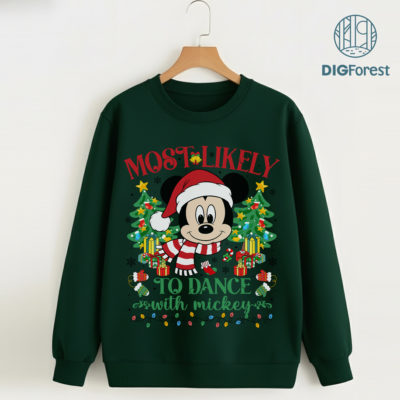 Mickey Most Likely To Disney Christmas PNG - Funny Family Matching Pajamas PNG, WDW Disneyland Xmas Party 2025