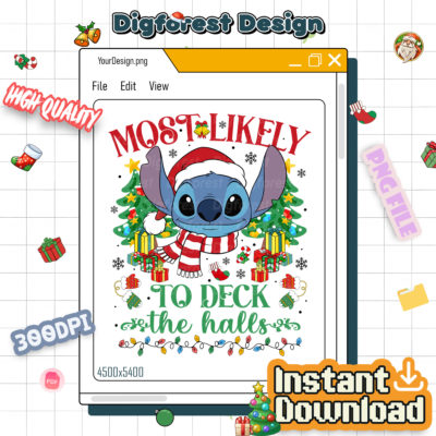 Stitch Most Likely To Disney Christmas PNG - Funny Family Matching Pajamas PNG, WDW Disneyland Xmas Party 2025