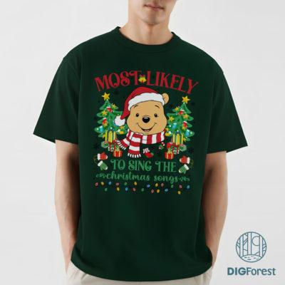 Pooh Most Likely To Disney Christmas PNG - Funny Family Matching Pajamas PNG, WDW Disneyland Xmas Party 2025