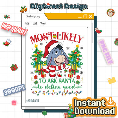 Eeyore Most Likely To Disney Christmas PNG - Funny Family Matching Pajamas PNG, WDW Disneyland Xmas Party 2025