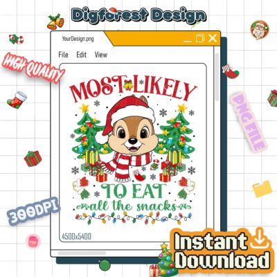 Dale Most Likely To Disney Christmas PNG - Funny Family Matching Pajamas PNG, WDW Disneyland Xmas Party 2025