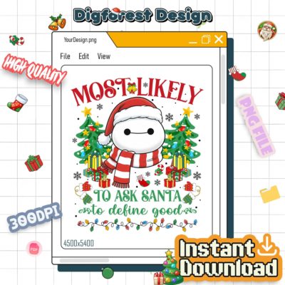 Baymax Most Likely To Disney Christmas PNG - Funny Family Matching Pajamas PNG, WDW Disneyland Xmas Party 2025