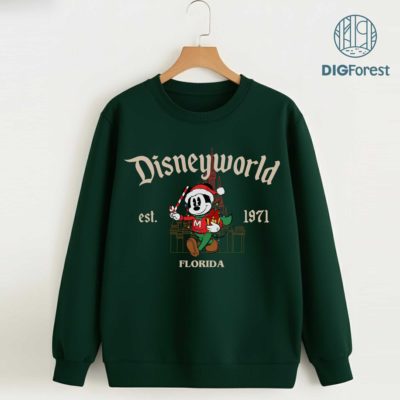 Disneyworld Est 1971 Mickey Characters Christmas PNG - Mickey And Friends Christmas PNG, Disneyland Family Xmas