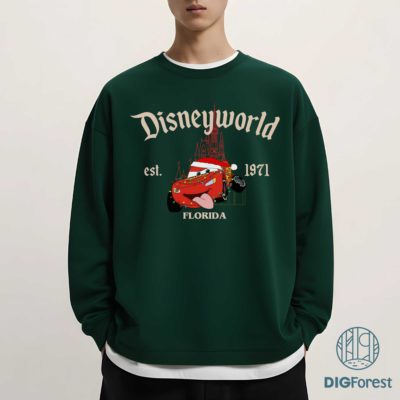 Disneyworld Est 1971 Lightning McQueen Characters Christmas PNG - Cars Christmas PNG, Disneyland Family Xmas