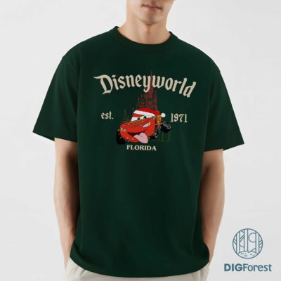 Disneyworld Est 1971 Lightning McQueen Characters Christmas PNG - Cars Christmas PNG, Disneyland Family Xmas