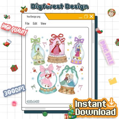 Coquette Bow Disney Princess Christmas Balloons PNG - Magic Kingdom Castle Christmas PNG, Disney Girl Trip 2025