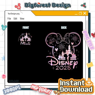 Minnie Disney Vacation 2026 Family Trip PNG - Disneyland & Disneyworld Matching Couple Vacation PNG