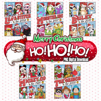 Merry Christmas PNG Bundle – Mickey & Friends PNG, Christmas Mouse PNG, Cartoon Movie Holiday PNG