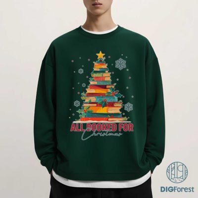 All Booked for Christmas PNG - Book Lovers Christmas PNG - Teacher Librarian Gift PNG - Bookish Holiday PNG