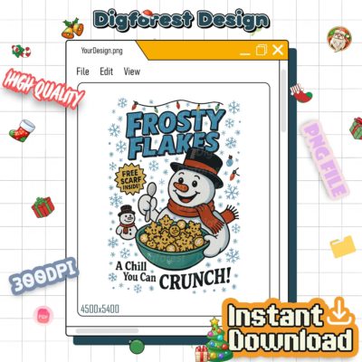 Funny Christmas Character PNG - Retro Holiday Cereal Box PNG, Vintage Cereal Christmas PNG, Retro Xmas Clipart