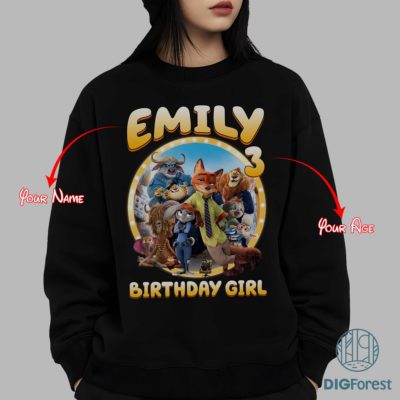 Zootopia Birthday Custom Name & Age PNG – Kids Party Shirt Design, Birthday Sublimation