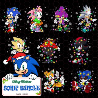 Christmas Sonic PNG – Cute Xmas Characters, Superhero Christmas Design, Holiday Cute PNG