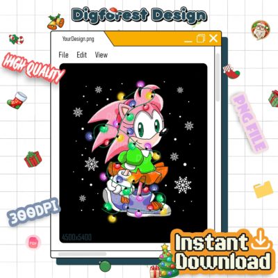 Amy Rose Christmas PNG – Sonic the Hedgehog Xmas Character, Group Matching Christmas Design