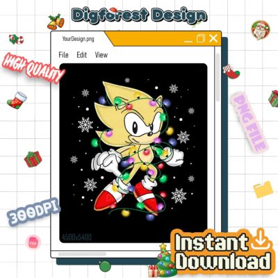 Super Sonic Christmas PNG – Sonic the Hedgehog Xmas Character, Group Matching Christmas Design