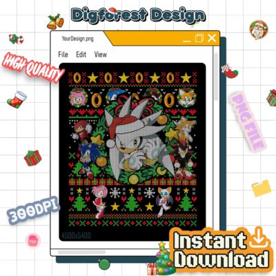 Silver the Hedgehog Christmas PNG – Sonic the Hedgehog Xmas Character, Group Matching Christmas Design