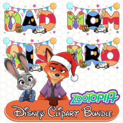 Zootopia PNG Cliparts Bundle – Disney Family Set, Zootropolis Zoomania Clip Arts Pack