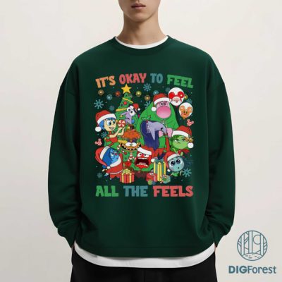 Inside Out It’s Okay to Feel All the Feels PNG – Disneyland Family Christmas Matching, Emotions Very Merry Gifts 2025