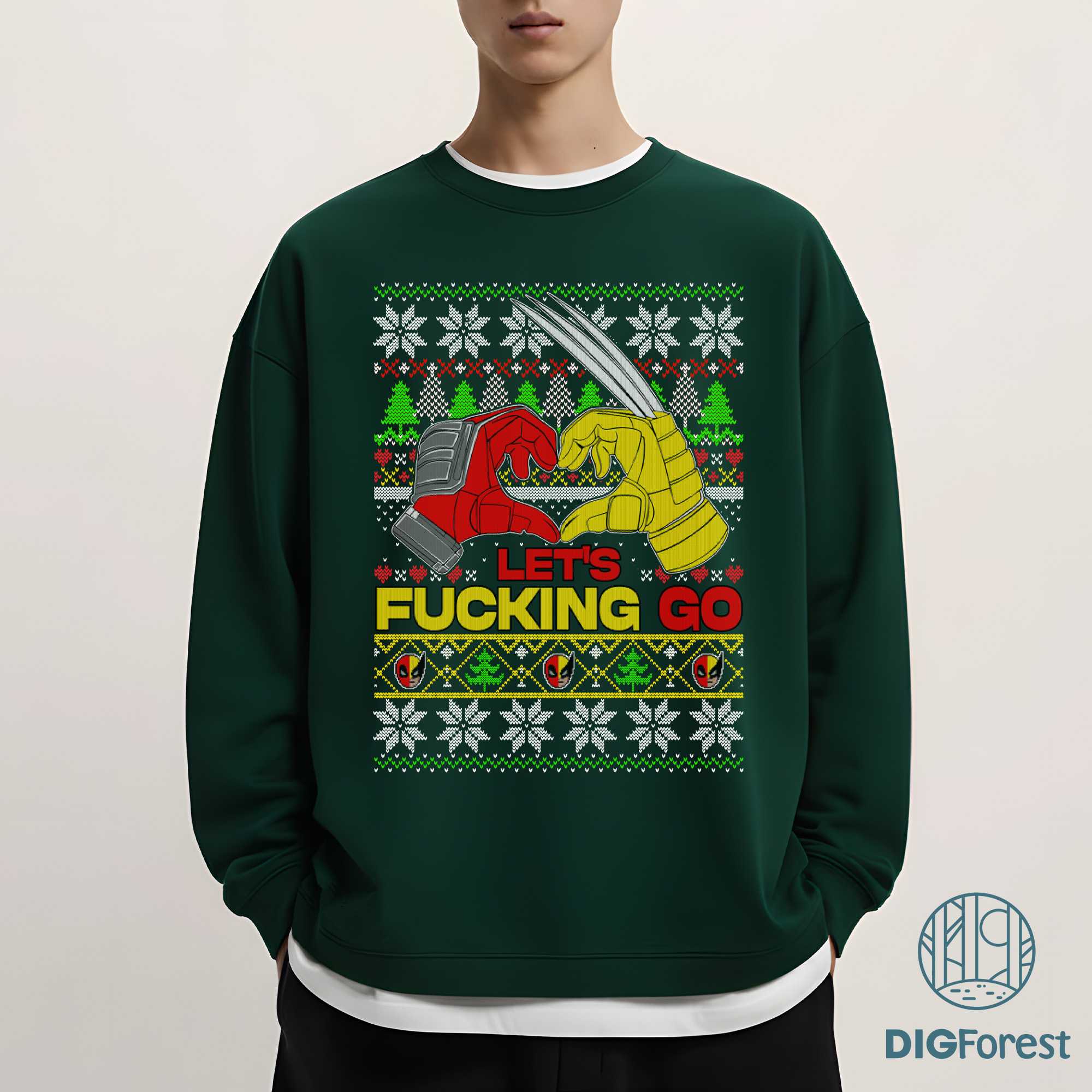 Deadpool & Wolverine Ugly Christmas PNG – Superhero Xmas Design, Disneyland Family Matching Vacation Deadpool & Wolverine Ugly Christmas PNG – Superhero Xmas Design, Disneyland Family Matching Vacation