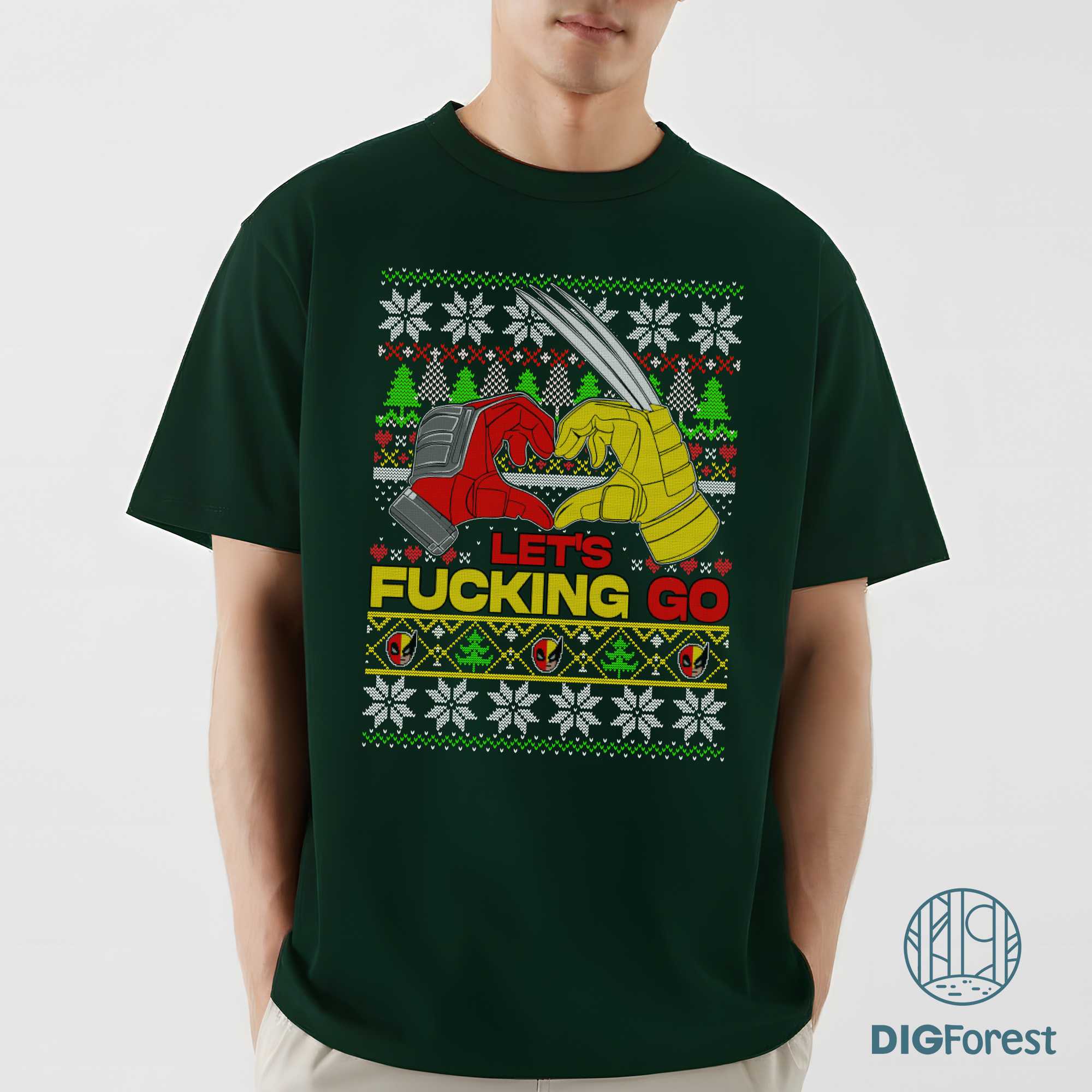 Deadpool & Wolverine Ugly Christmas PNG – Superhero Xmas Design, Disneyland Family Matching Vacation Deadpool & Wolverine Ugly Christmas PNG – Superhero Xmas Design, Disneyland Family Matching Vacation