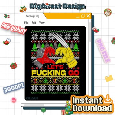 Deadpool & Wolverine Ugly Christmas PNG – Superhero Xmas Design, Disneyland Family Matching Vacation