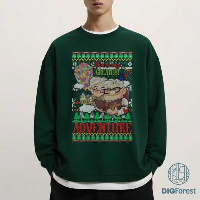Up You’re My Greatest Adventure PNG – Carl & Ellie Ugly Christmas Couples Matching, Disneyland Xmas 2025