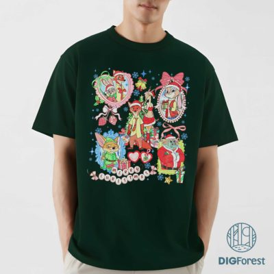 Watercolor Disneyland Zootopia Christmas Coquette Bow PNG – Varsity Xmas Design, Family Christmas PNG