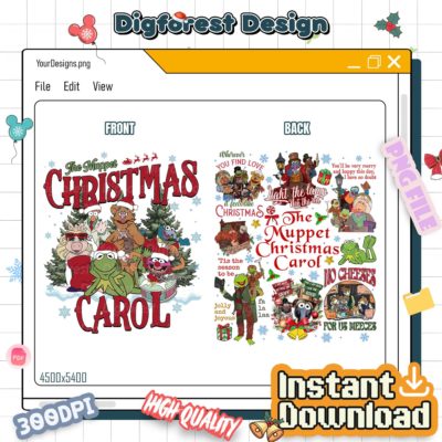 The Muppets Christmas Carol PNG – Gonzo & Rizzo, Kermit, Miss Piggy Holiday Xmas Party Design